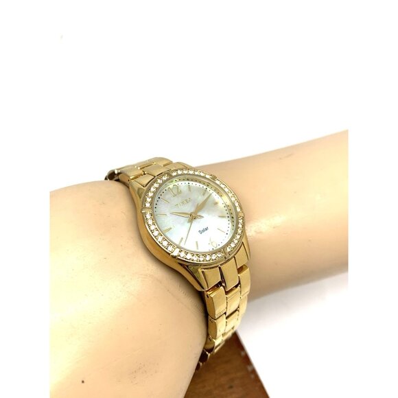 Timex Women's Watch TW2V39400 Solar Mother of Pearl Dial Gold Stainless Steel - Picture 6 of 14